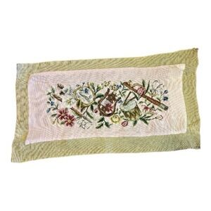 Floral Needlepoint Vintage Piano Bench Cover Musical Instruments Dusty Pink